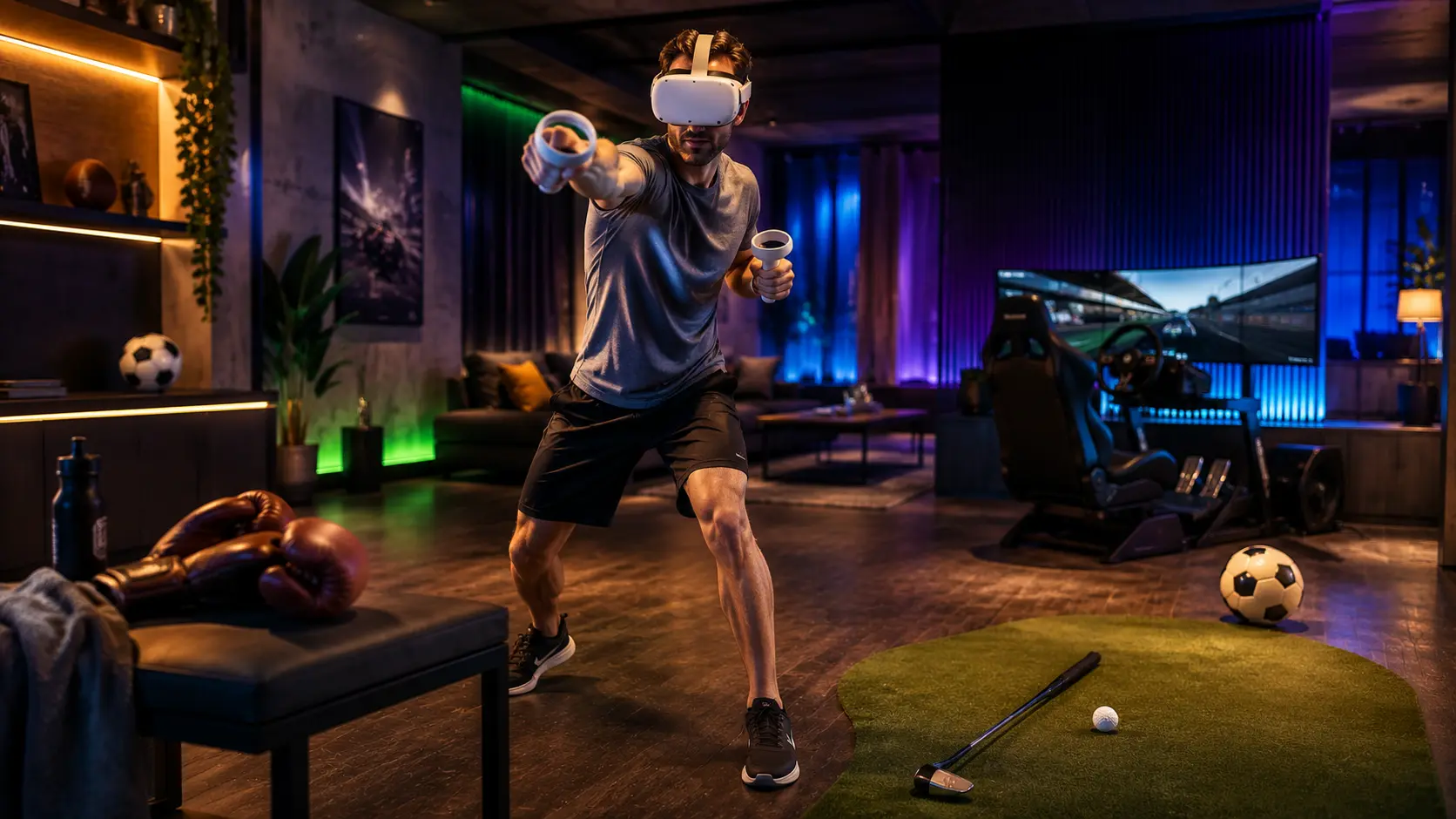 VR spordimängud meestele — poks, golf, jalgpall ja motorsport virtuaalreaalsuses